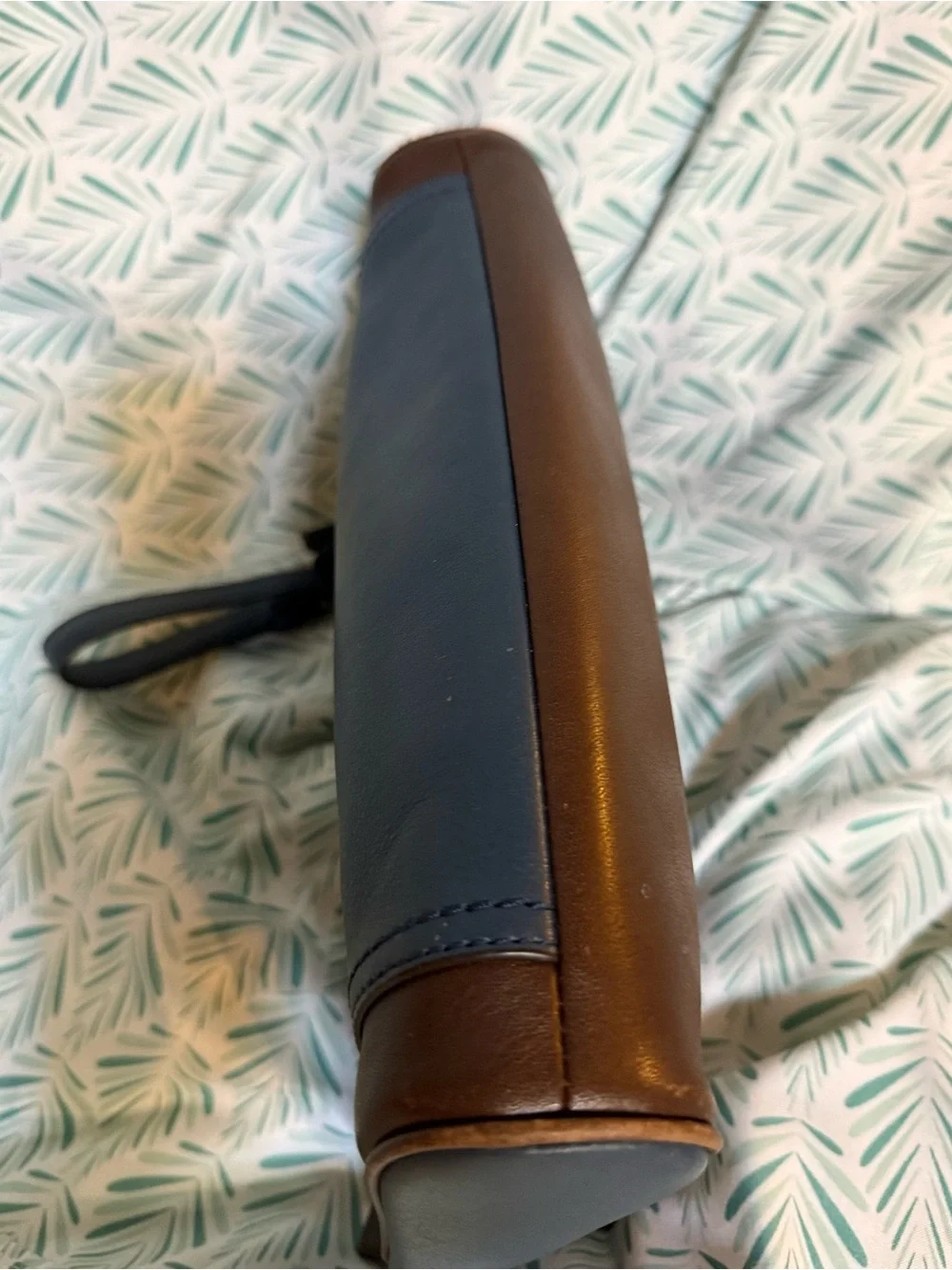 Coach Two-Tone Blue and Brown Leather Wristlet Clutch
